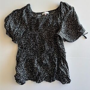 Girls black floral blouse size XL 14/16